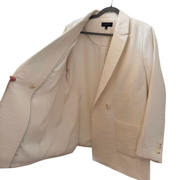 Talbots Textured Double-Breasted Blazer White Ivory Plus Size 16W - Picture 9 of 14